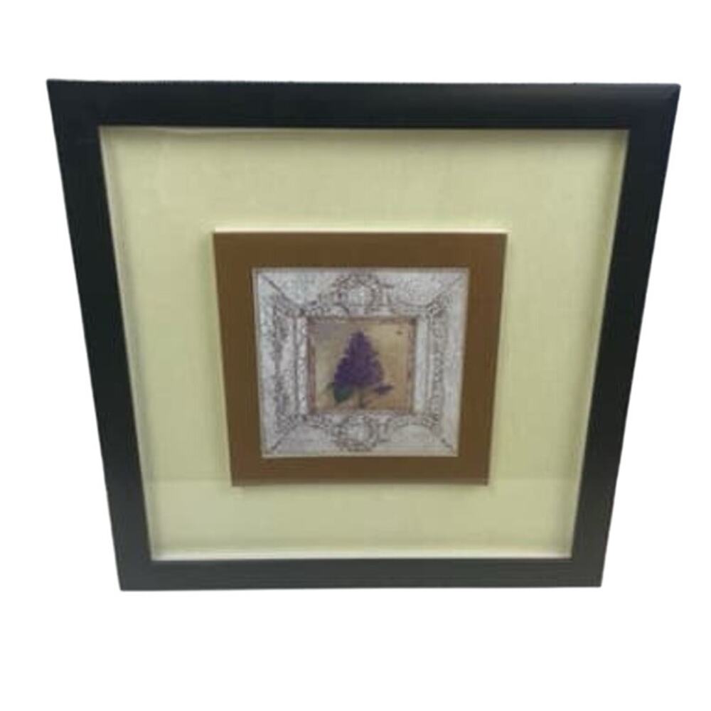 Rustic Flower Pansy Hyacynth Violet Square Matted Framed Wall Art Artwork Pair - Picture 5 of 7